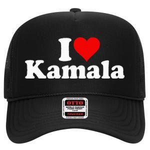 I Heart Love Kamala Harris High Crown Mesh Back Trucker Hat