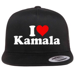 I Heart Love Kamala Harris Flat Bill Trucker Hat