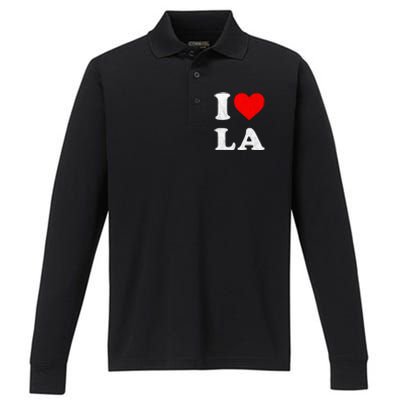 I Heart La Souvenir Performance Long Sleeve Polo