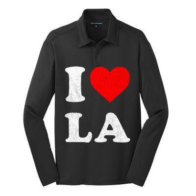 I Heart La Souvenir Silk Touch Performance Long Sleeve Polo