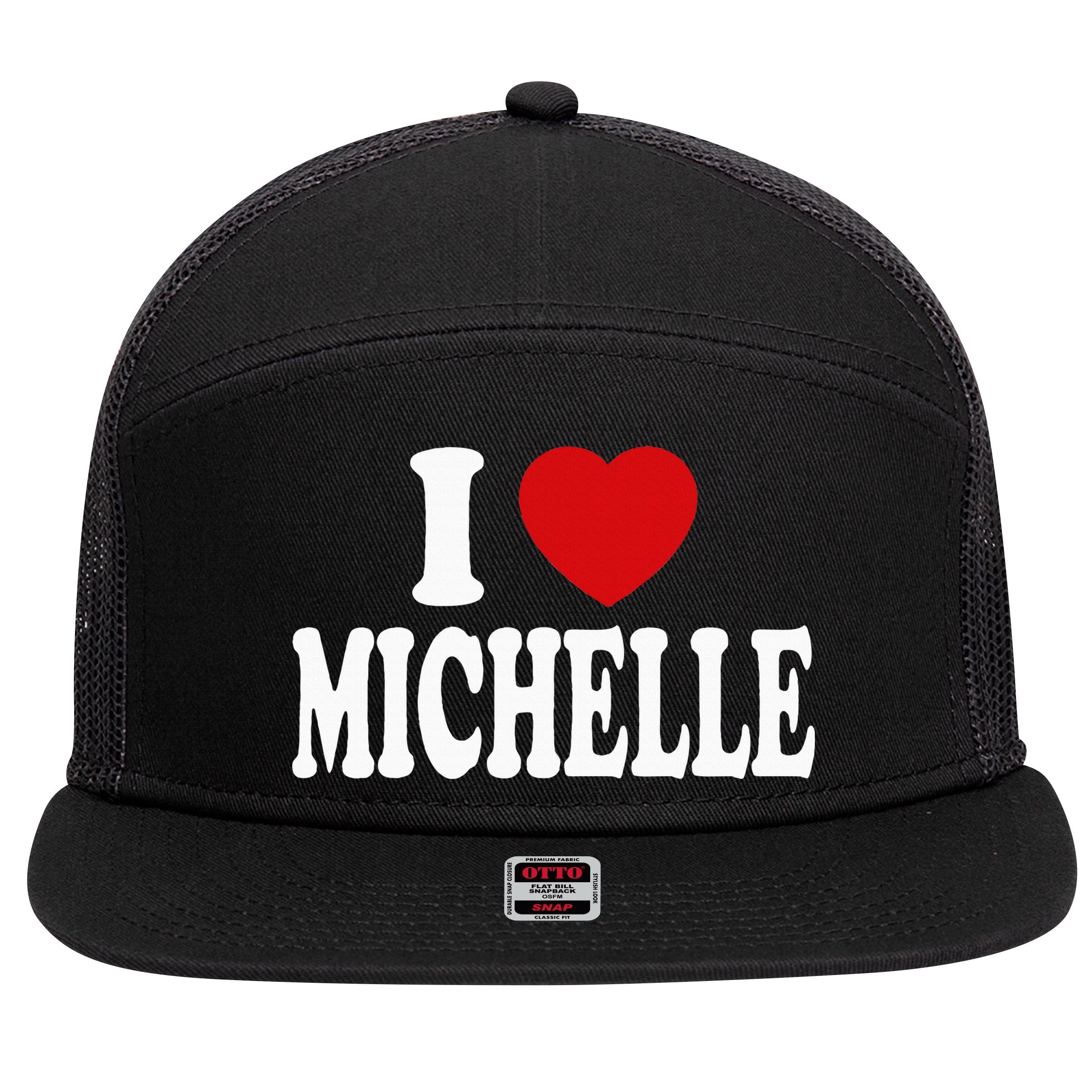 I Heart Love Michelle 7 Panel Mesh Trucker Snapback Hat