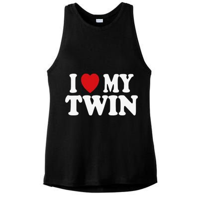 I HEART LOVE MY TWIN Ladies PosiCharge Tri-Blend Wicking Tank