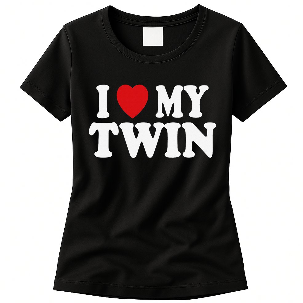 I HEART LOVE MY TWIN Womens T-Shirt