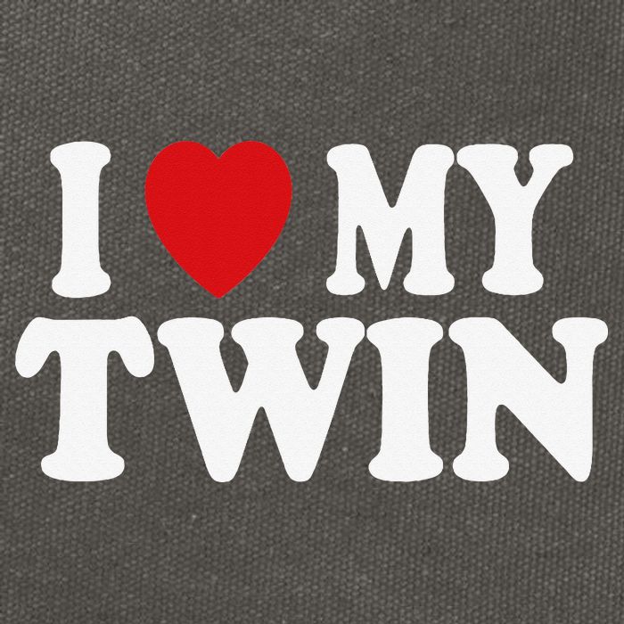 I HEART LOVE MY TWIN Cotton Canvas Backpack