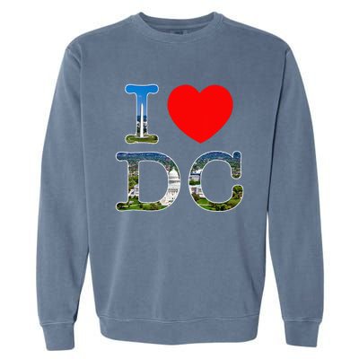 I Heart Love Washington WA DC Classic Font Garment-Dyed Sweatshirt