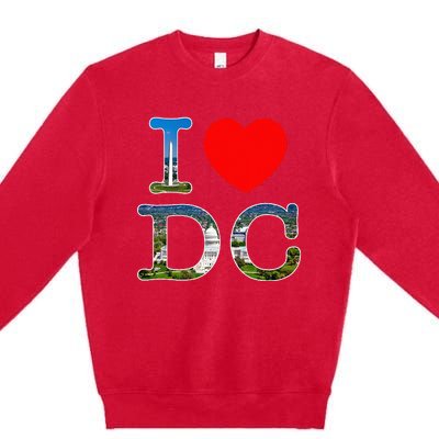 I Heart Love Washington WA DC Classic Font Premium Crewneck Sweatshirt