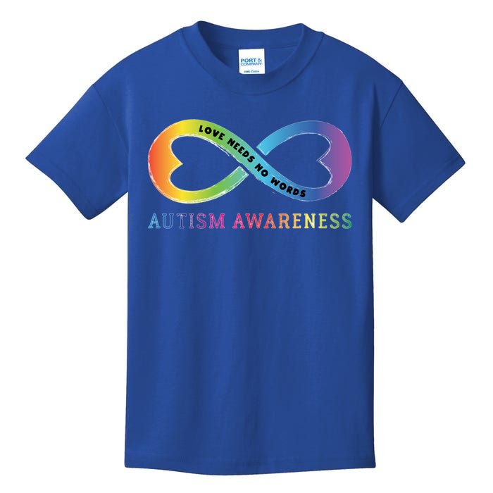 Infinity Heart Love Autism Awareness Needs No Words Tie Dye Gift Kids T-Shirt