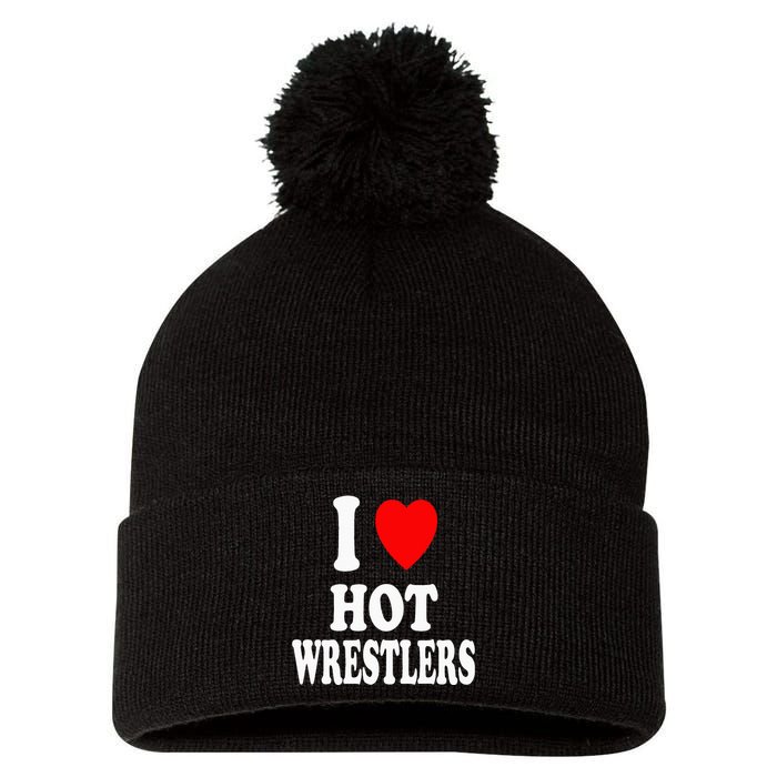 I Heart (Love) Hot Wrestlers Athletic Amateur Sexy Attracted Pom Pom 12in Knit Beanie