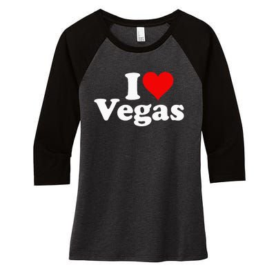 I HEART LOVE LAS VEGAS NEVADA Women's Tri-Blend 3/4-Sleeve Raglan Shirt