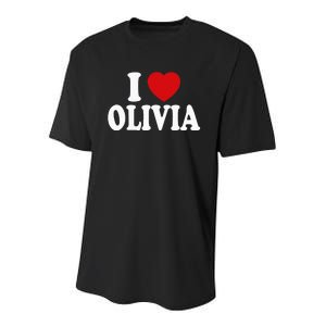 I Heart Love Olivia Youth Performance Sprint T-Shirt