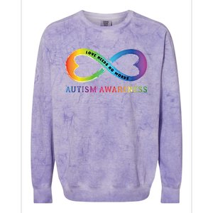 Infinity Heart Love Autism Awareness Needs No Words Tie Dye Gift Colorblast Crewneck Sweatshirt