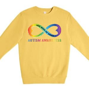 Infinity Heart Love Autism Awareness Needs No Words Tie Dye Gift Premium Crewneck Sweatshirt