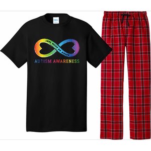 Infinity Heart Love Autism Awareness Needs No Words Tie Dye Gift Pajama Set