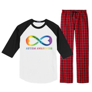 Infinity Heart Love Autism Awareness Needs No Words Tie Dye Gift Raglan Sleeve Pajama Set