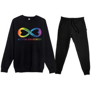 Infinity Heart Love Autism Awareness Needs No Words Tie Dye Gift Premium Crewneck Sweatsuit Set