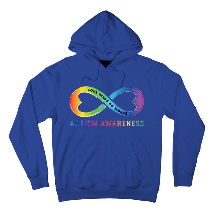 Infinity Heart Love Autism Awareness Needs No Words Tie Dye Gift Hoodie