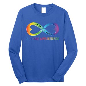 Infinity Heart Love Autism Awareness Needs No Words Tie Dye Gift Long Sleeve Shirt