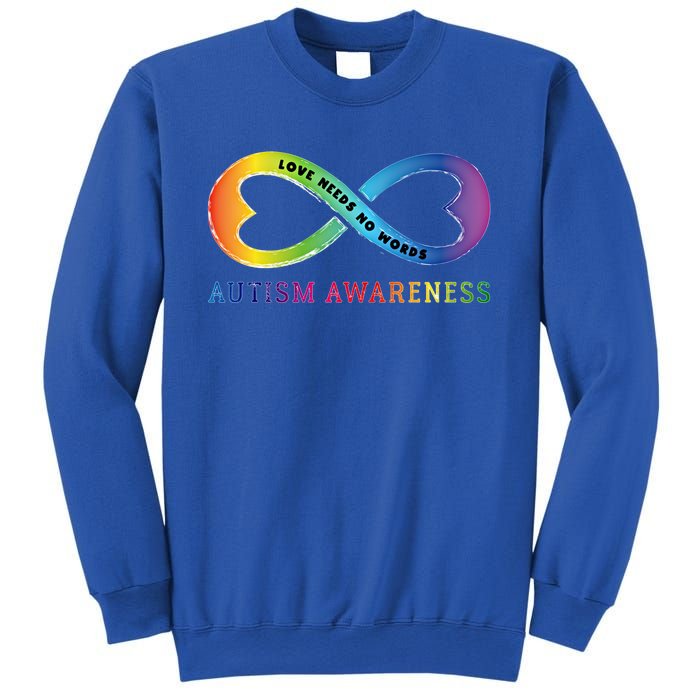 Infinity Heart Love Autism Awareness Needs No Words Tie Dye Gift Sweatshirt