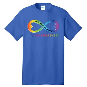 Infinity Heart Love Autism Awareness Needs No Words Tie Dye Gift Tall T-Shirt