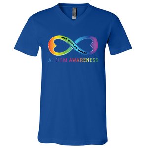 Infinity Heart Love Autism Awareness Needs No Words Tie Dye Gift V-Neck T-Shirt