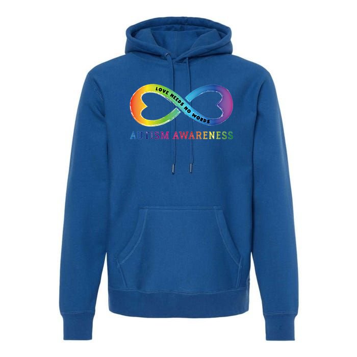 Infinity Heart Love Autism Awareness Needs No Words Tie Dye Gift Premium Hoodie