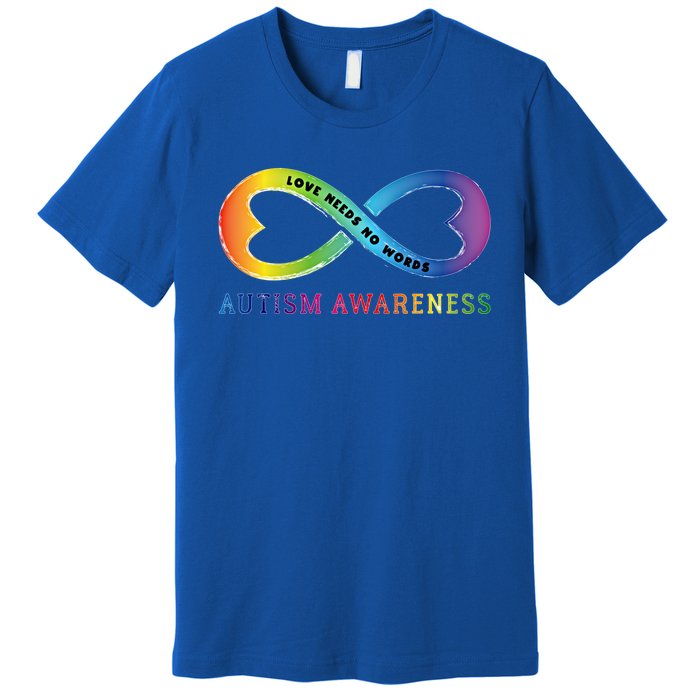 Infinity Heart Love Autism Awareness Needs No Words Tie Dye Gift Premium T-Shirt