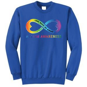 Infinity Heart Love Autism Awareness Needs No Words Tie Dye Gift Tall Sweatshirt