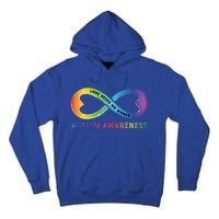 Infinity Heart Love Autism Awareness Needs No Words Tie Dye Gift Tall Hoodie