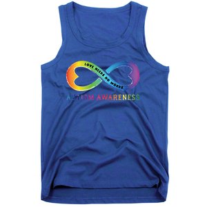 Infinity Heart Love Autism Awareness Needs No Words Tie Dye Gift Tank Top