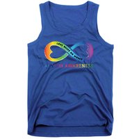 Infinity Heart Love Autism Awareness Needs No Words Tie Dye Gift Tank Top