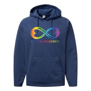 Infinity Heart Love Autism Awareness Needs No Words Tie Dye Gift Performance Fleece Hoodie