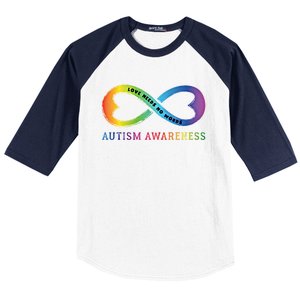 Infinity Heart Love Autism Awareness Needs No Words Tie Dye Gift Baseball Sleeve Shirt