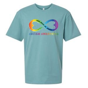 Infinity Heart Love Autism Awareness Needs No Words Tie Dye Gift Sueded Cloud Jersey T-Shirt