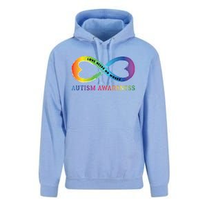 Infinity Heart Love Autism Awareness Needs No Words Tie Dye Gift Unisex Surf Hoodie