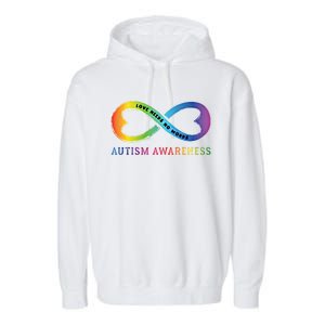 Infinity Heart Love Autism Awareness Needs No Words Tie Dye Gift Garment-Dyed Fleece Hoodie