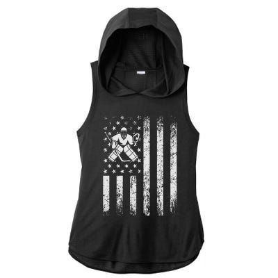 Ice Hockey Lover Us Flag Retro Ice Hockey American Ice Hockey Lover Ladies PosiCharge Tri-Blend Wicking Draft Hoodie Tank