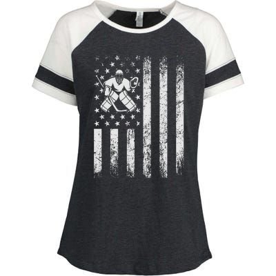 Ice Hockey Lover Us Flag Retro Ice Hockey American Ice Hockey Lover Enza Ladies Jersey Colorblock Tee