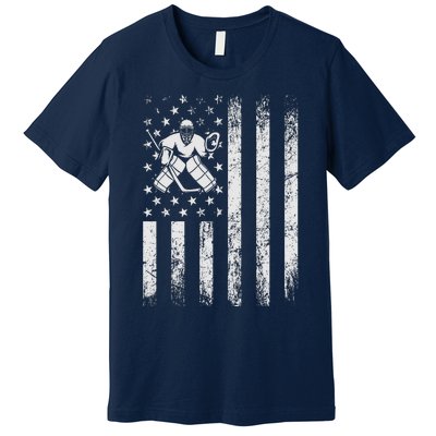 Ice Hockey Lover Us Flag Retro Ice Hockey American Ice Hockey Lover Premium T-Shirt