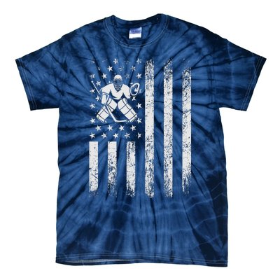 Ice Hockey Lover Us Flag Retro Ice Hockey American Ice Hockey Lover Tie-Dye T-Shirt