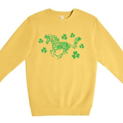 Irish Horse Lover Horseback Riding Equestrian Rider Shamrock Great Gift Premium Crewneck Sweatshirt