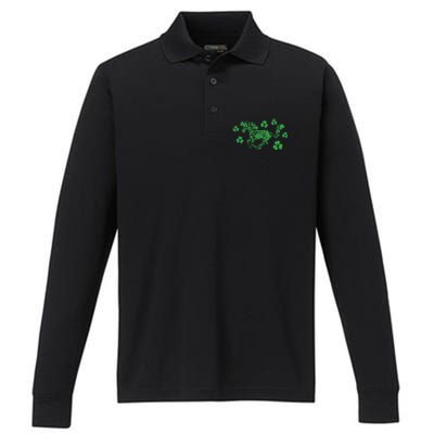 Irish Horse Lover Horseback Riding Equestrian Rider Shamrock Great Gift Performance Long Sleeve Polo