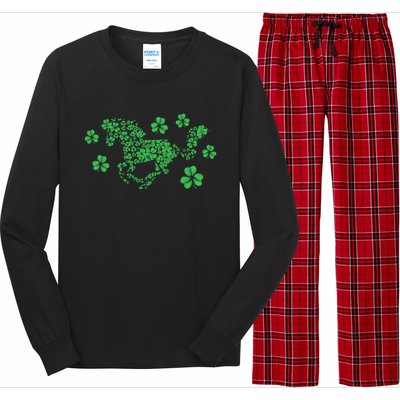 Irish Horse Lover Horseback Riding Equestrian Rider Shamrock Great Gift Long Sleeve Pajama Set