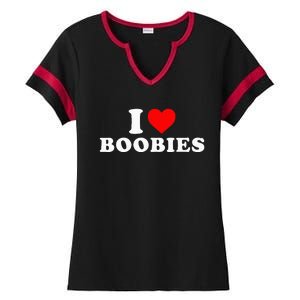 I Heart Love Boobies Ladies Halftime Notch Neck Tee