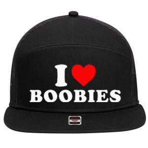 I Heart Love Boobies 7 Panel Mesh Trucker Snapback Hat