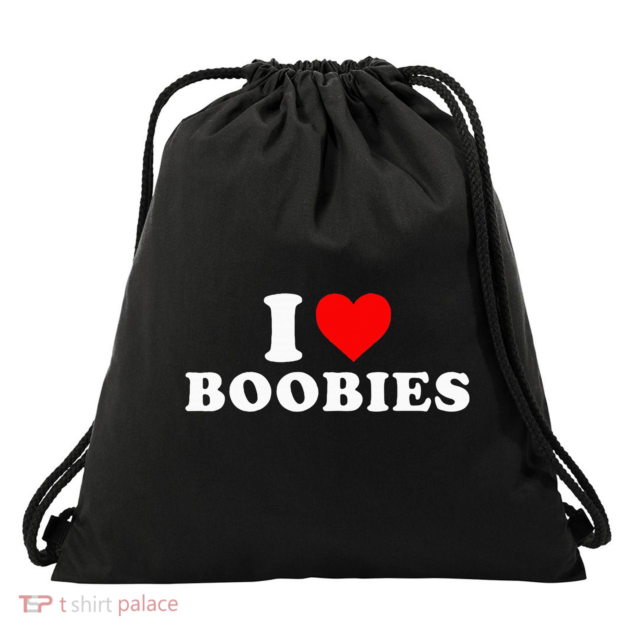 I Heart Love Boobies Drawstring Bag
