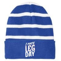 I Hate Leg Day Workout Wheelchair Cool Gift Striped Beanie with Solid Band