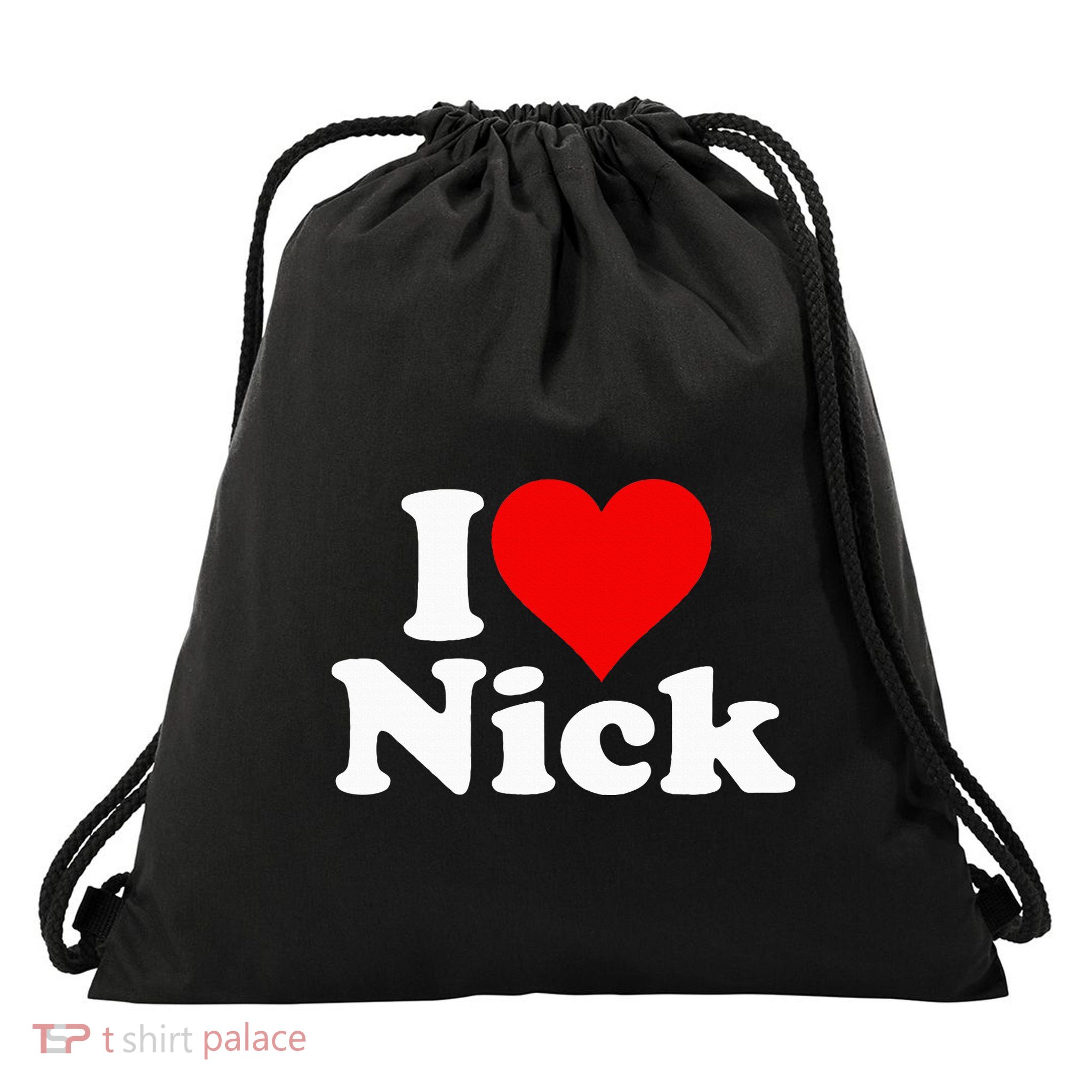 I Heart Love Nick Nicholas Drawstring Bag