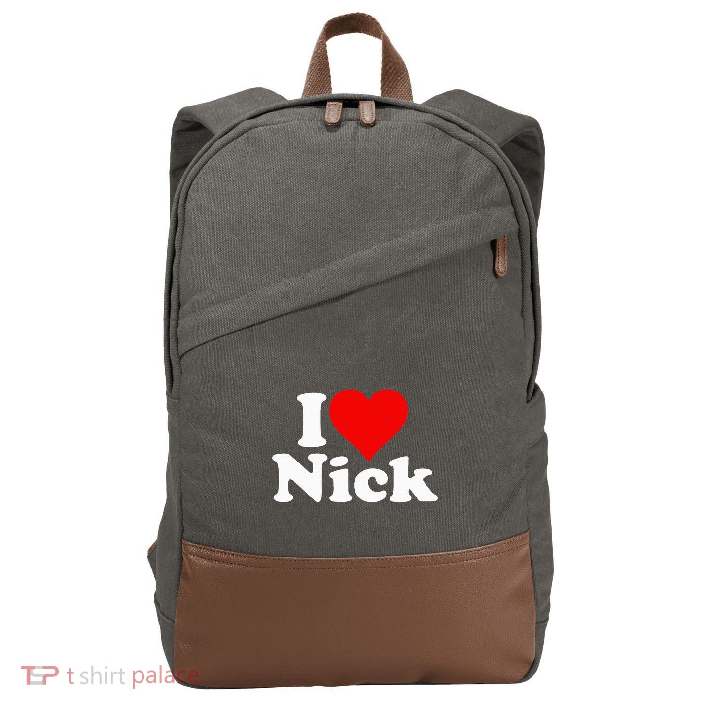 I Heart Love Nick Nicholas Cotton Canvas Backpack