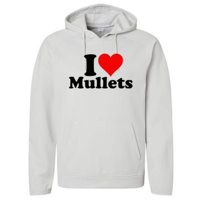 I Heart Love Mullets Performance Fleece Hoodie