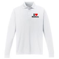 I Heart Love Mullets Performance Long Sleeve Polo